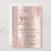 グリッタードリップバラ金ゴールド30th誕生日パーティー 招待状 (正面)