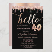 グリッタードリップバラ金ゴールド40th誕生日パーティー 招待状 (正面/裏面)