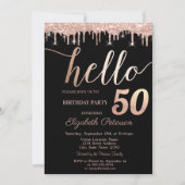 グリッタードリップバラ金ゴールド50th誕生日パーティー 招待状 (正面)