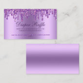 グリッタードリップパープルベビーシャワーおむつラッフルエンクル エンクロージャーカード (正面/裏面)