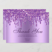 グリッタードリップパープルベビー足サンキューカード サンキューカード (正面/裏面)