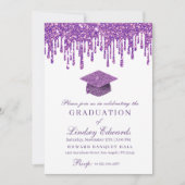 グリッタードリップパープル卒業招待状 招待状 (正面)