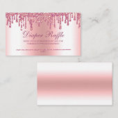 グリッタードリップピンクベビーシャワーおむつラッフル エンクロージャーカード (正面/裏面)