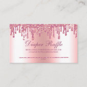 グリッタードリップピンクベビーシャワーおむつラッフル エンクロージャーカード (正面)