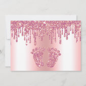 グリッタードリップピンクベビー足サンキューカード サンキューカード (裏面)