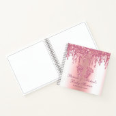 グリッタードリップピンク足ズベビーシャワーゲストブック ノートブック (内部)