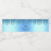 グリッタードリップブルーベビー足ベビーシャワー ペットボトルラベル (シングルラベル)