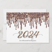 グリッタードリップブロンズ金ゴールド卒業写真 招待状 (裏面)