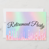 グリッタードリップホログラフィック金ゴールド退職パーティー 招待状 (裏面)