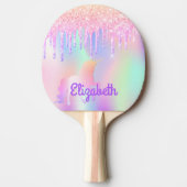 グリッタードリップレインボーユニコーンピンク 卓球ラケット (正面)