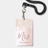 グリッタードリップ先生名前をカスタムするラニヤードIDバッジ バッジ (正面（ネックストラップ付）)