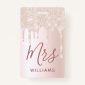 グリッタードリップ先生名前をカスタムするラニヤードIDバッジ バッジ (正面)