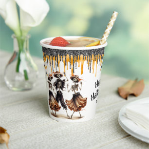 グリッタードリップ踊りスケルトンハローウィンパーティ 紙コップ