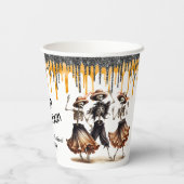 グリッタードリップ踊りスケルトンハローウィンパーティ 紙コップ (裏面)