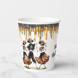 グリッタードリップ踊りスケルトンハローウィンパーティ 紙コップ