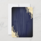 グリッタードリップ金ゴールドドレスブルースウィート16 RSVP 招待状 (裏面)