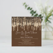 グリッタードリップ金ゴールドブラウンドライブバイブライダルシャワー 招待状 (スタンド正面)