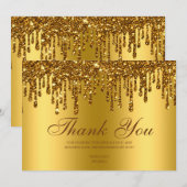 グリッタードリップ金ゴールドベビー足サンキューカード サンキューカード (正面/裏面)
