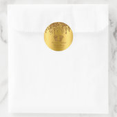 グリッタードリップ金ゴールドベビー足ベビーシャワー ラウンドシール (バッグ)