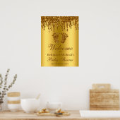 グリッタードリップ金ゴールド足ベビーシャワー歓迎サイン ポスター (キッチン)