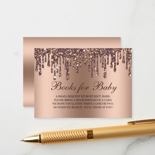 グリッタードリップ青銅製ベビーシャワーベビー エンクロージャーカード (正面/裏面インサイチュ)