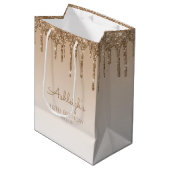 グリッタードリップ18番目の誕生日金ゴールド ミディアムペーパーバッグ (正面アングル)