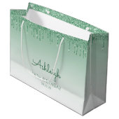 グリッタードリップ18誕生日グリーン ラージペーパーバッグ (正面アングル)