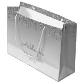 グリッタードリップ18誕生日シルバー ラージペーパーバッグ (正面アングル)