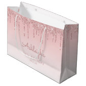 グリッタードリップ18誕生日ピンク ラージペーパーバッグ (正面アングル)