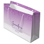 グリッタードリップ21歳の誕生日パープル ラージペーパーバッグ (正面アングル)