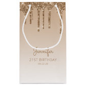 グリッタードリップ21歳の誕生日金ゴールド スモールペーパーバッグ (裏面)