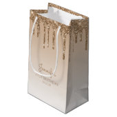 グリッタードリップ21歳の誕生日金ゴールド スモールペーパーバッグ (裏面アングル)