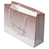 グリッタードリップ50番目の誕生日バラ金ゴールド ラージペーパーバッグ (正面アングル)