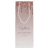 グリッタードリップ60番目の誕生日バラ金ゴールド ワインギフトバッグ (裏面)