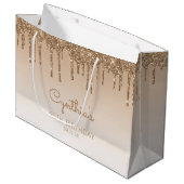 グリッタードリップ60番目の誕生日金ゴールド ラージペーパーバッグ (正面アングル)