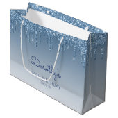 グリッタードリップ90th誕生日ブルー ラージペーパーバッグ (正面アングル)