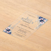 グリッタードリップ,エッフェルタワーブルーバラスウィート16 アクリル招待状 (レイダウン)