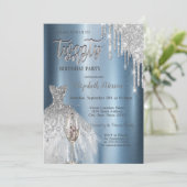 グリッタードリップ、ドレスワイングラス青メタリック21st 招待状 (スタンド正面)