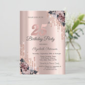 グリッタードリプスバラ金ゴールドフラワーズ25誕生日 招待状 (スタンド正面)