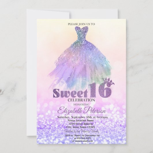 グリッタードレエレガントス《写真》ぼけ味スウィート16 招待状 (正面)