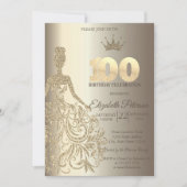 グリッタードレスダイアモンズシャンパーニュ100誕生日 招待状 (正面)