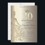 グリッタードレスダイヤモンドシャンパン30th Birthday 招待状<br><div class="desc">金ゴールドグリッターティアラ、ドレスとダイヤモンド。</div>