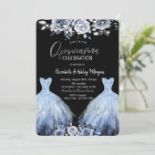 グリッタードレスブルーフラワー 招待状 (スタンド正面)