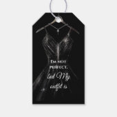 グリッタードレス金ゴールドフォイル黒の背景 ギフトタグ (正面)