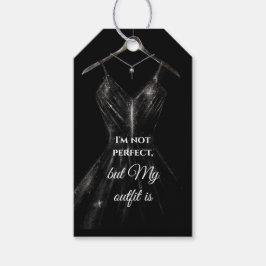 グリッタードレス金ゴールドフォイル黒の背景 ギフトタグ