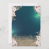 グリッタードレス、ダイヤモンド花グリーンスウィート16 招待状 (裏面)