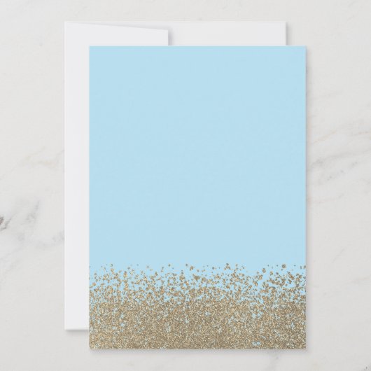 グリッタードレス、ティアラ、ダイアモンズライトブルースウィート16 招待状 (裏面)