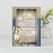 グリッタードレス、風船、ブルーメタリック60th 招待状 (スタンド正面)