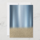 グリッタードレス、風船、ブルーメタリック60th 招待状 (裏面)