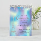 グリッタードロップエッフェルタワーホログラフィックキンセアニェラ 招待状 (スタンド正面)